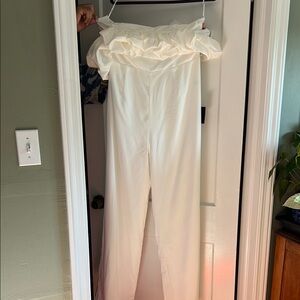 Lulu's Elegant White Ruffled Jumpsuit